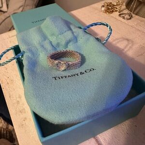 Tiffany & Co. Sterling Silver heart mesh ring